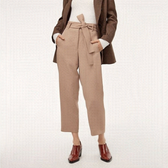 Wilfred Pants - ARITZIA WILFRED Jallade Tie Front Trouser Pants in Tan Sz 6
